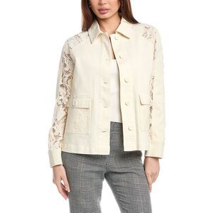 Anne Klein Womens Lace Combo Jacket, Beige
